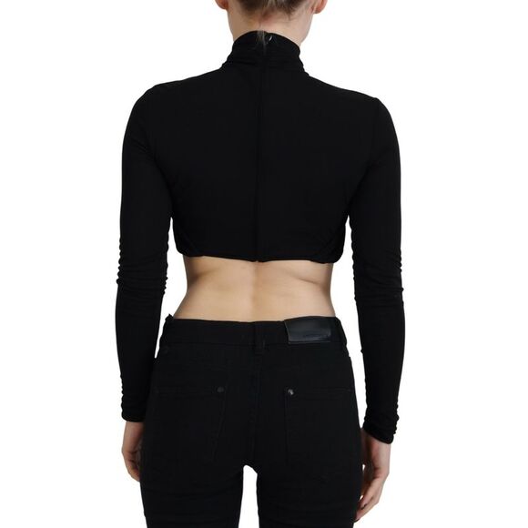 Dsquared² Black Cut Out Viscose Cropped Long Sleeves Women's Top (Pre-Owned) - Picture 3 of 5